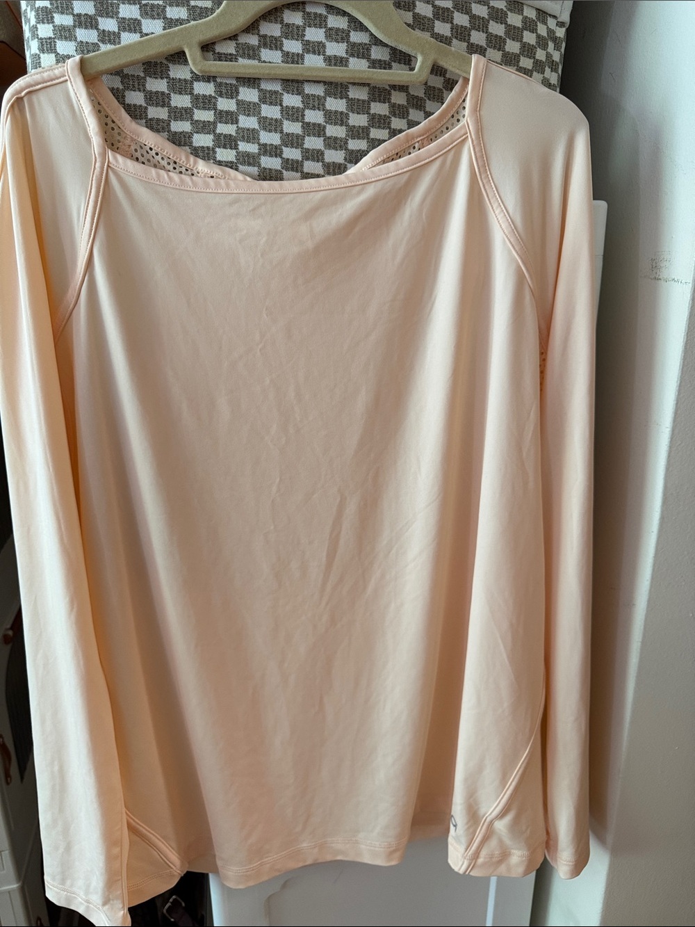 Soft Peach Long-Sleeve Scoop Neck Tee